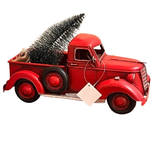 NWT- Vintage Farmhouse Red Christmas Tree Truck - Picture 1 of 7
